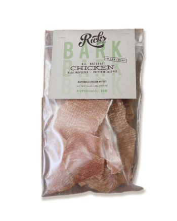 Rick's Dog Deli's chicken bark dog treats.