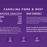 Feeding instructions for Carolina pork and beef food.