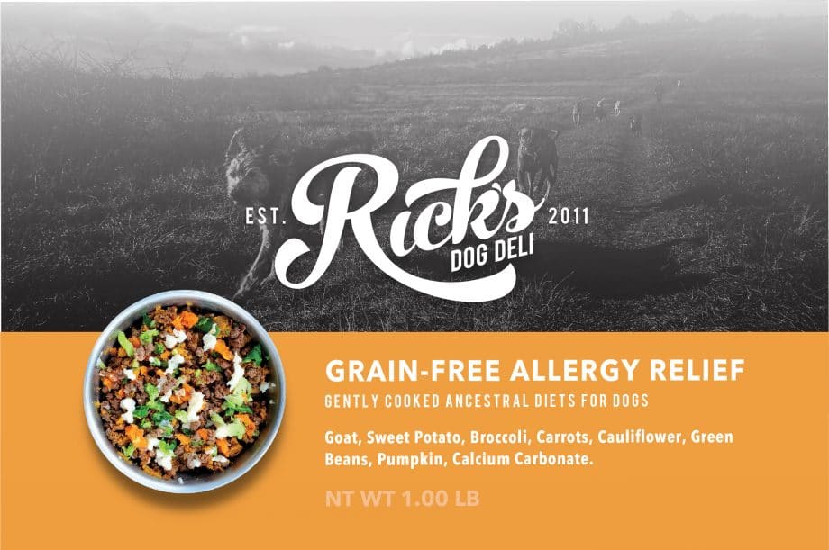 Grain free allergy relief dog food label