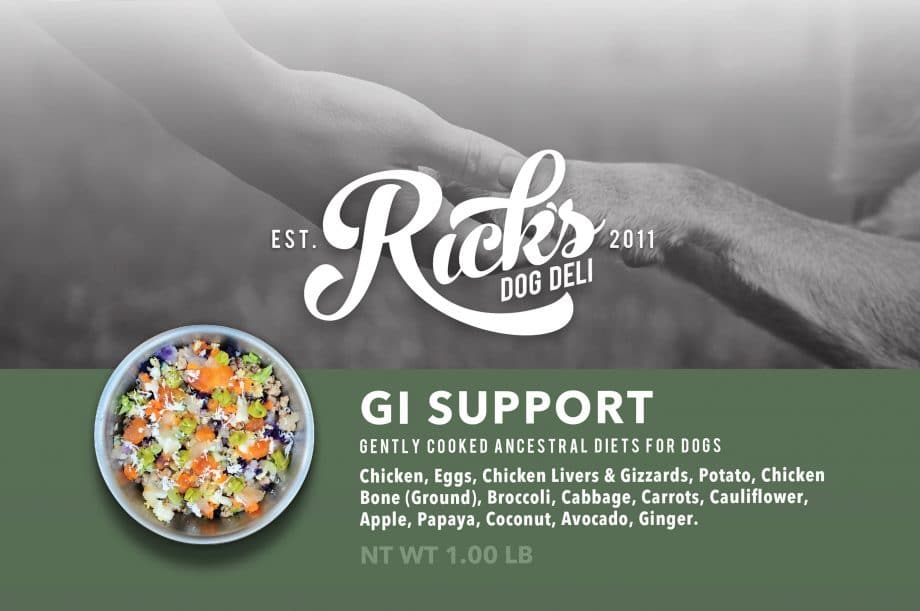 GI support dog food label