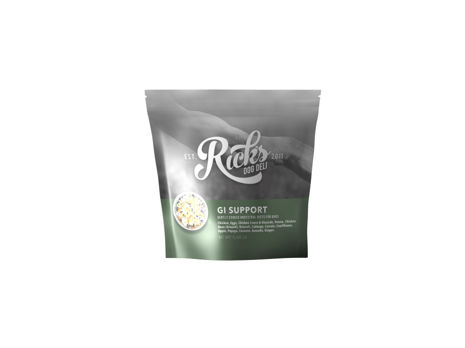 Rick Dog’s Deli GI Support uses only natural ingredients for pet GI support.