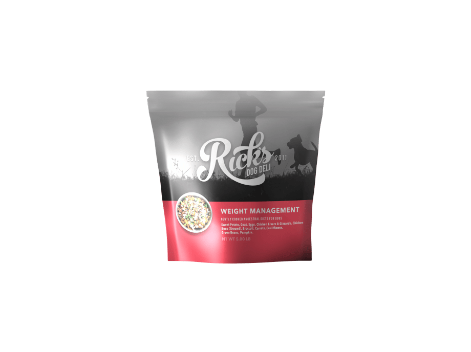 bag of Weight Management dog food from Rick's Dog Deli